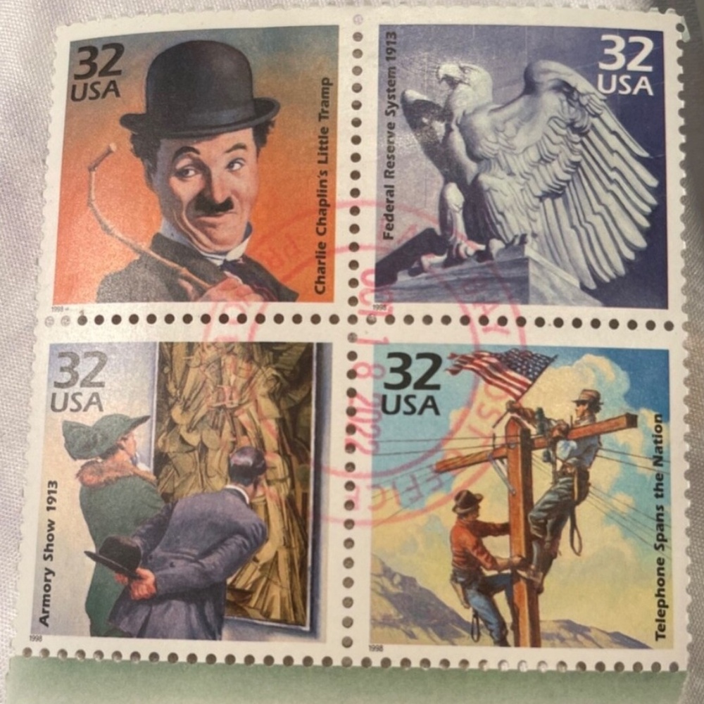 Celebrate The Century With Four{4} 32 Cent 1910 Souvenir Stamps  Mint